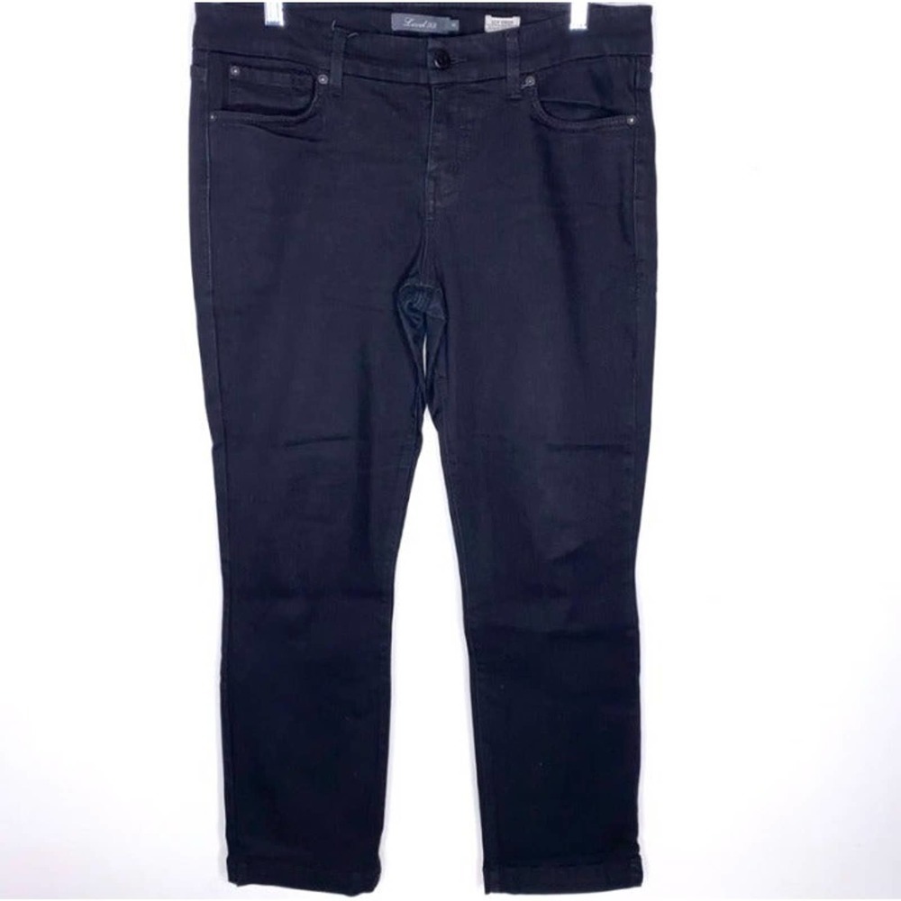Level 99 Lily Crop Black Denim Skinny Straight Jeans Size 32" ~